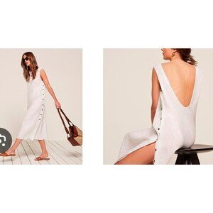 Reformation Linen White Midi dress Size L